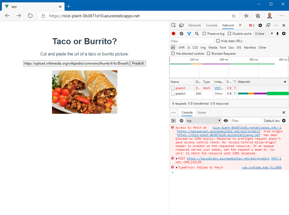 Fixing Mixed-Content and CORS issues at ML Model inference time with Azure Functions